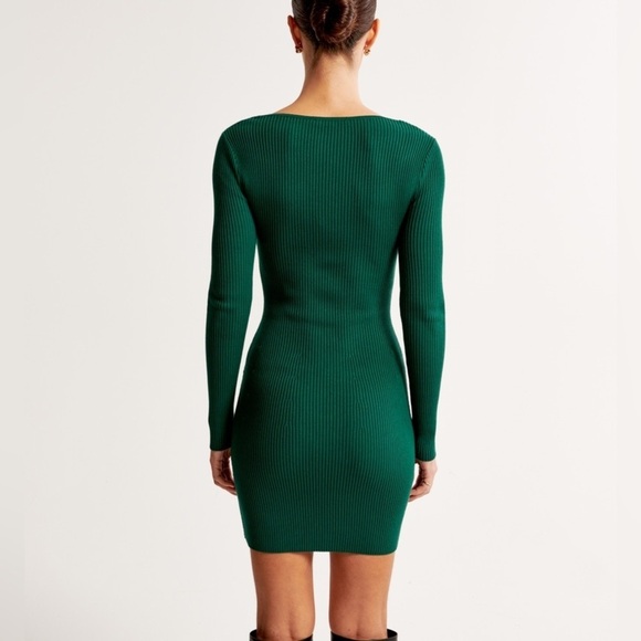 Abercrombie & Fitch Dress Womens Long Sleeve Ribbed Mini Sweater Green Size MP - Picture 2 of 13